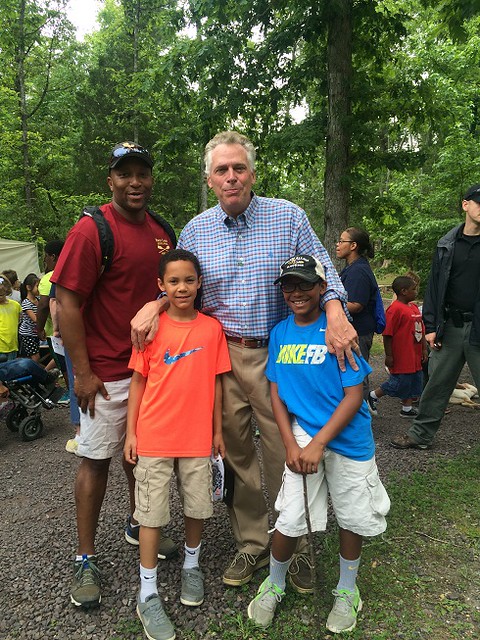 Dexter and the boys help Governor McAuliffe at the 80th Birthday Celebration for Virginia State Parks