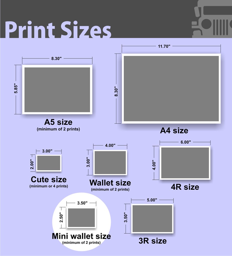 regular photo print sizes
