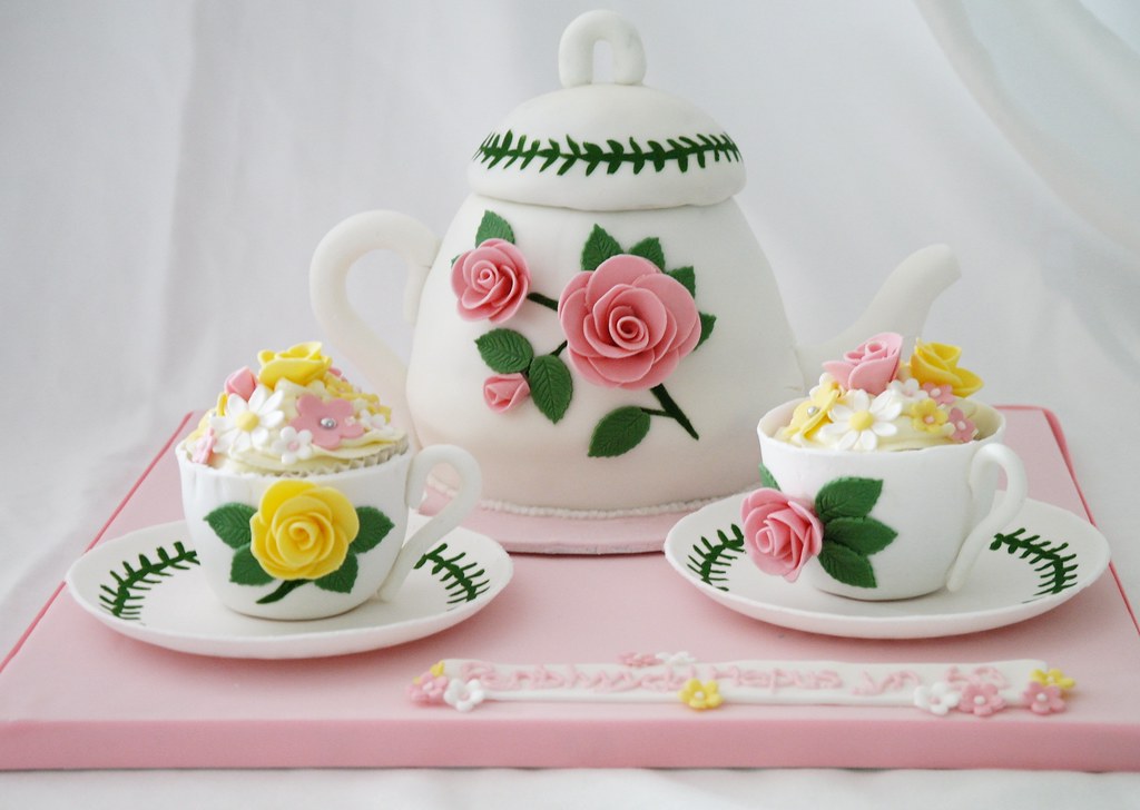 Teapot Birthday Cake  Teapot cake, and matching flower past\u2026  Flickr