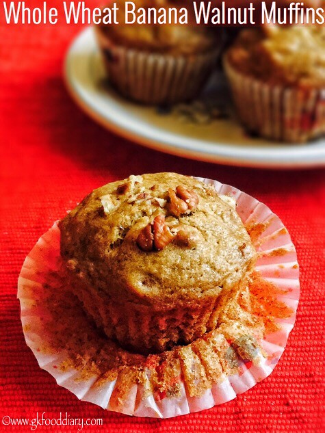 Whole Wheat Banana Walnut Muffins Recipe for Toddlers and Kids4
