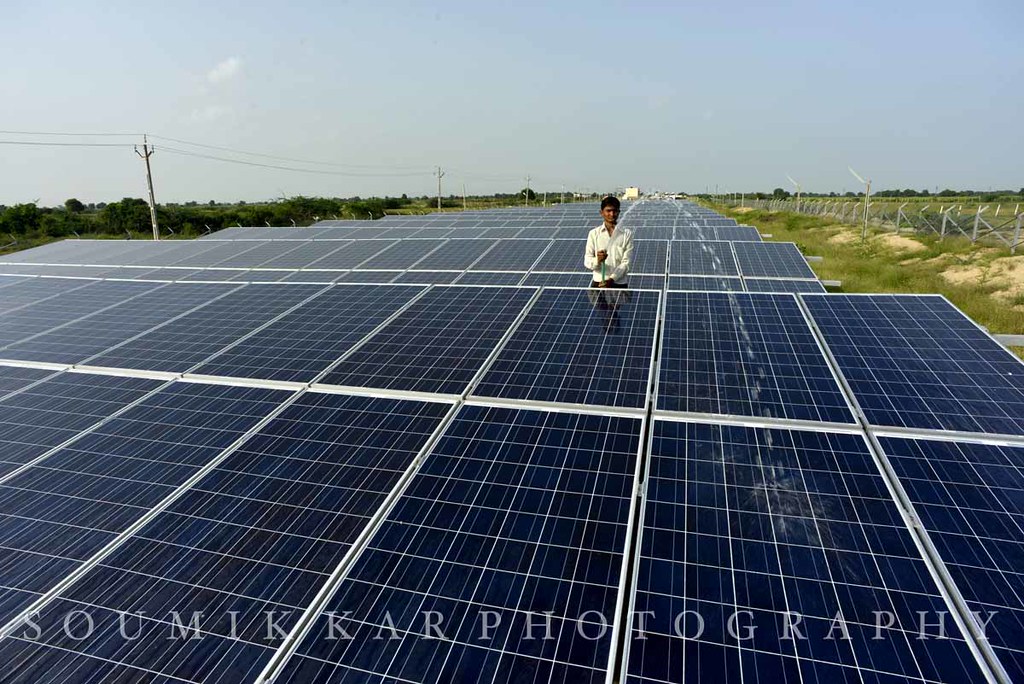 Solar plant on Canal, Gujarat Chandrasan village in 