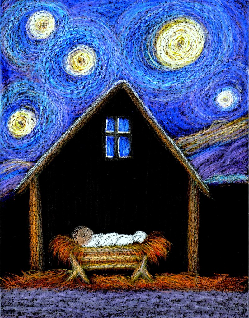 Starry Starry Night  Christmas card for 2012 - nativity 