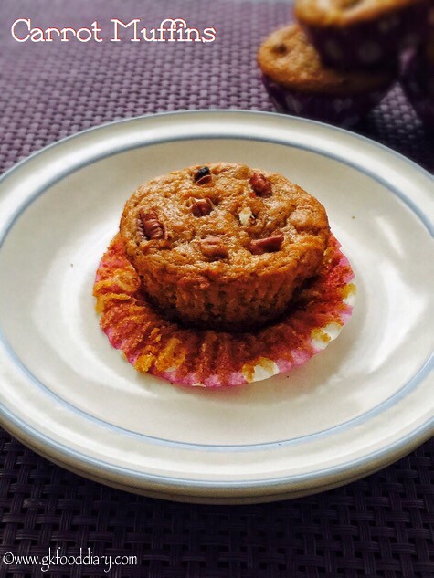 Whole Wheat Carrot Muffins Recipe for Toddlers and Kids4