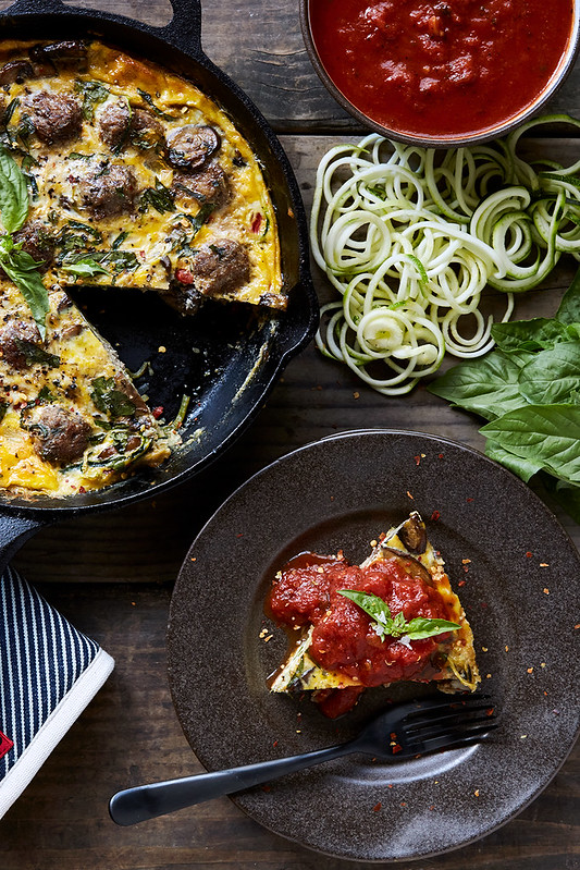 Zucchini Noodle and Meatball Frittata