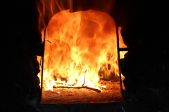 Fuego para preparar el horno