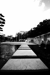 Garden of the Provinces and Territories pool (B&W)
