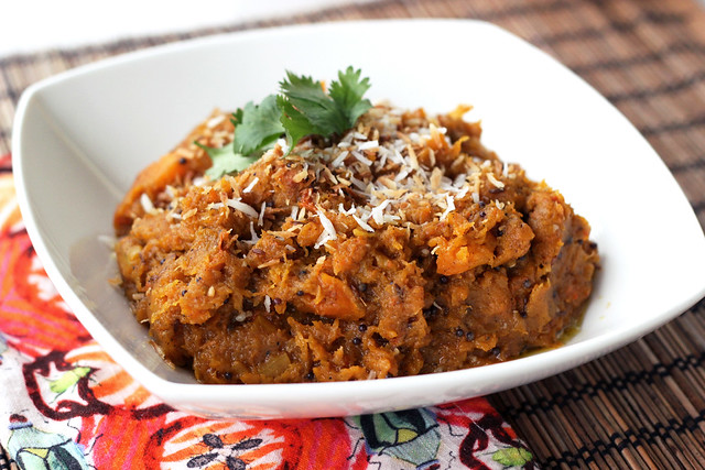 Indian-Spiced Butternut Squash Mash with Toasted Coconut (Gluten-free + Vegan)