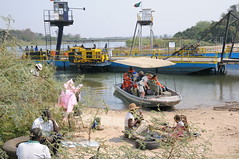 Safari group landing in Zambia at Gazungula ferry crossing-01 9-18-10