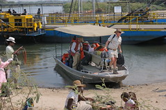 Safari group landing in Zambia at Gazungula ferry crossing-02 9-18-10