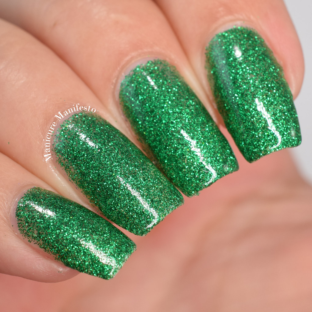 Green glitter nail polish