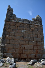 Oiniadai: tower above shipsheds, from E