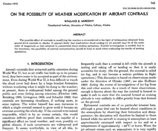 On the possibility of weather modification by aircraft contrails