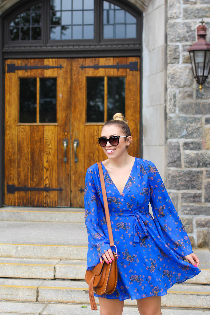 Free People Lilou Chiffon Dress | Top Knot | 70s Boho Summer Style | Brown Lace Up Sandals | Outfit Inspiration on Living After Midnite by Jackie Giardina