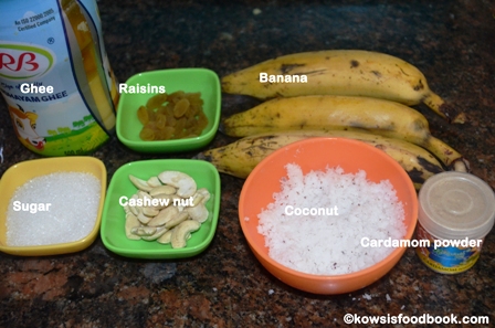 Ingredients for banana fry