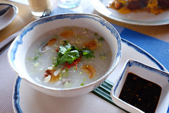 Boiled Rice Porridge with Reef Fish & Local Greens