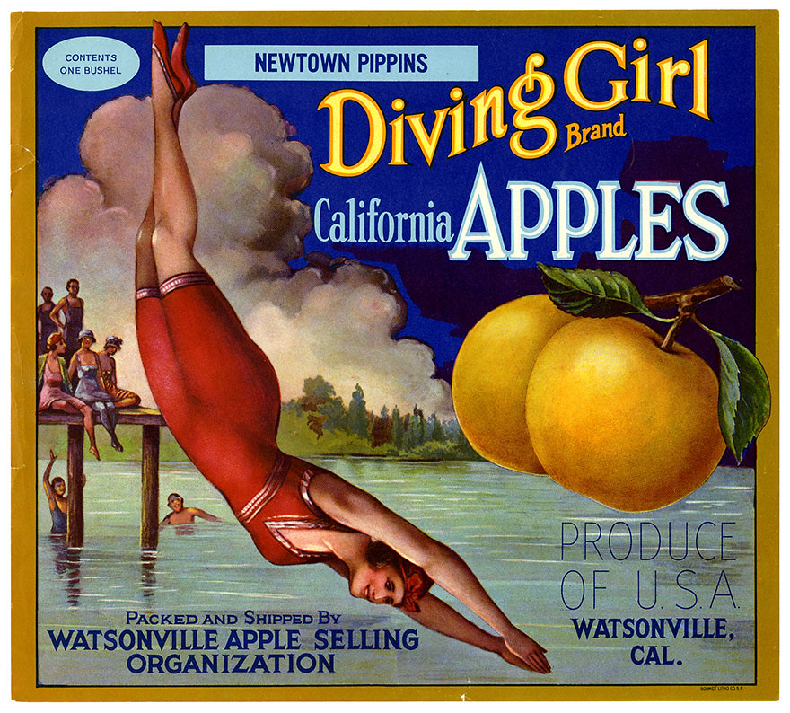 California apples crate label, Diving Girl Brand, Schmidt Litho. Co . | by California Historical Society Digital Collection