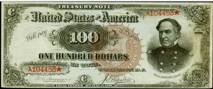 1890 $100 Treasury Note front
