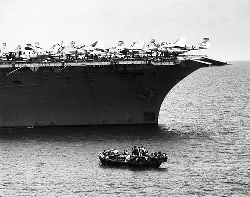 USS Ranger CV61 rescues 138 Vietnamese boat people from the South China Sea on March, 20, 1981