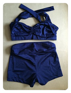 Red Knits_Navy Swimsuit