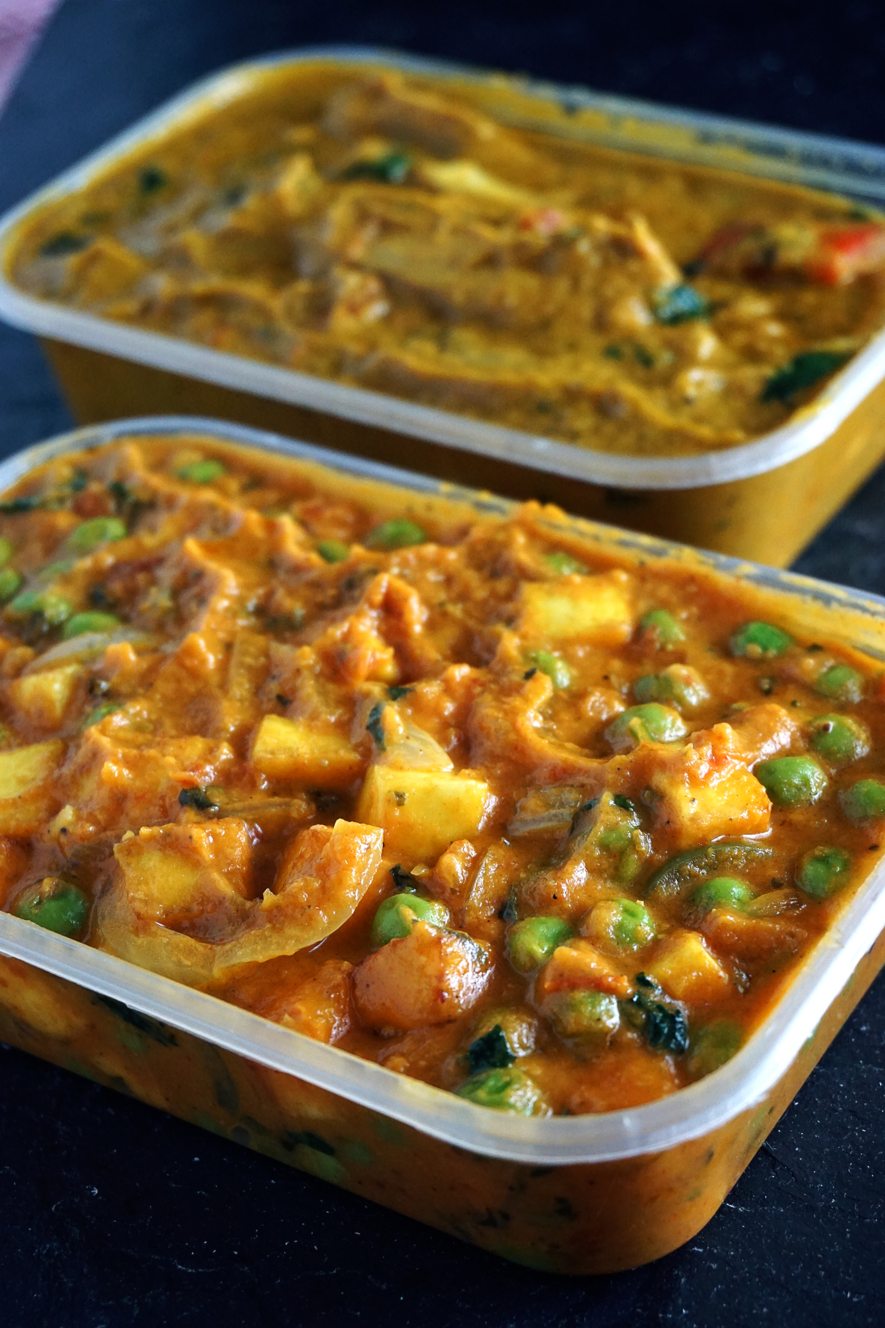 Indian curries (mattar paneer and hairyo chicken) from Everest Spice (Holloway gluten free Indian takeaway)