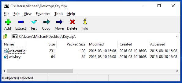 Zip archive of config/key files
