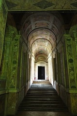 Escalier d'accès, château Saint Georges (XIVe), Mantoue, province de Mantoue, Lombardie, Italie.