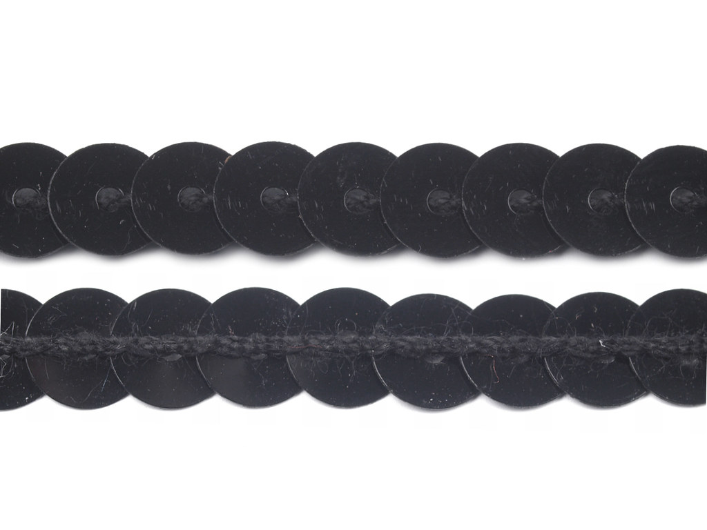 Paillettenborte elastisch 6mm, schwarz