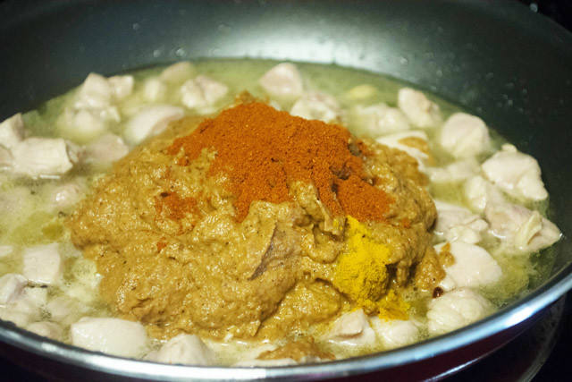 blended spice mix with chicken