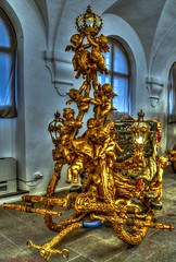 München, Schloss Nymphenburg, Marstall Museum. Gala-Schlitten König Ludwig II von Bayern