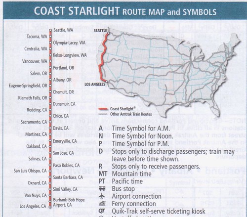 Amtrak Coast Starlight 2016 Map