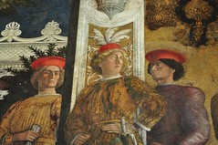 Familiers de la Cour des Gonzague, Mur de la Cour, Chambre des Époux, château Saint Georges (XIVe), Mantoue, province de Mantoue, Lombardie, Italie.