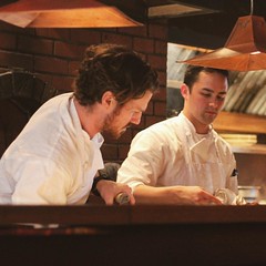 Yes, #chef! #chefs hard at work #berkeley #kitchen #chezpanisse @alicelouisewaters  #openkitchen #california