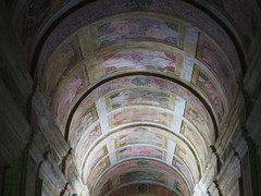 Voûte de l'escalier, château Saint Georges (XIVe), Mantoue, province de Mantoue, Lombardie, Italie.