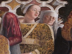 La belle Barbarina Gonzaga, fille de Louis III, Mur de la Cour, Chambre des Époux, château Saint Georges (XIVe), Mantoue, province de Mantoue, Lombardie, Italie.
