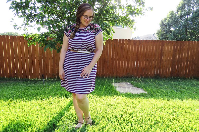Stripes and Floral Dress Refashion - After