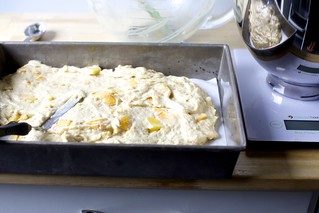 peach-speckled batter