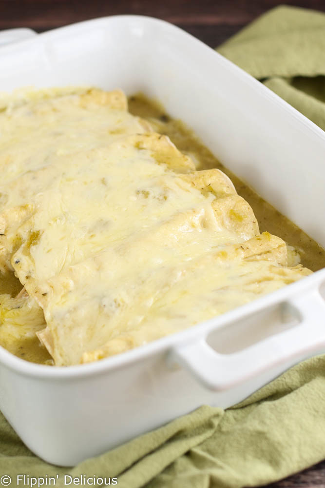 Classic Green Chile Enchiladas, made gluten-free with a quick and easy homemade gluten-free green chile enchilada sauce. 