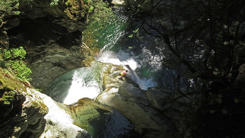 Cliff jumper at Lynn Canyon in North Vancouver, BC3423w