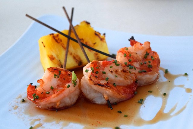 Shrimp Skewers at High Rooftop Lounge, Venice