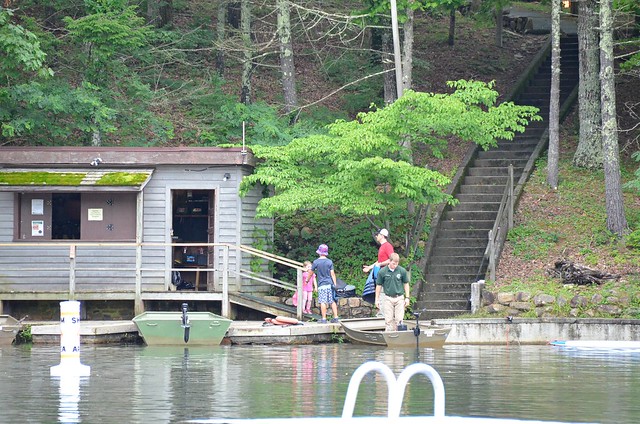 A family rents a jon-boat from the concessions at Douthat State Park in Virginia