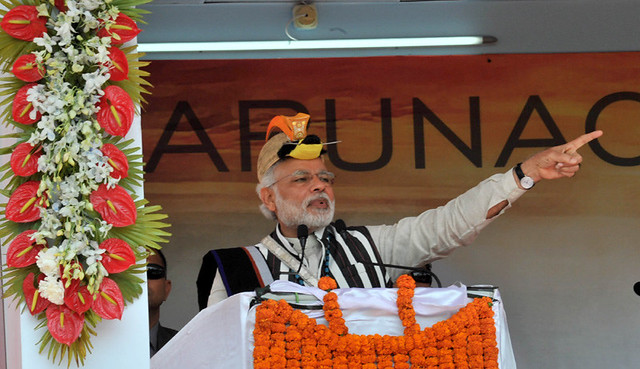 Prime Minister Narendra Modi in Arunachal Pradesh during a rally. (Credit: pmindia.gov.in)