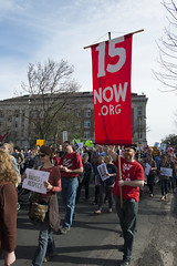 Strike and protest march for a $15/hour minimum wage at the University of Minnesota