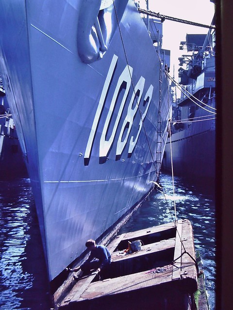 Navy boat being painted