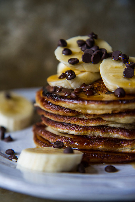 Banana Chocolate Chip Pancakes, vegan and gluten free
