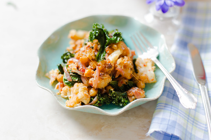 Cauliflower, Chickpea and Kale with Harissa