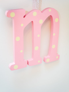 Letter M - Pink letter M hanging ornament PERMISSION TO USE: