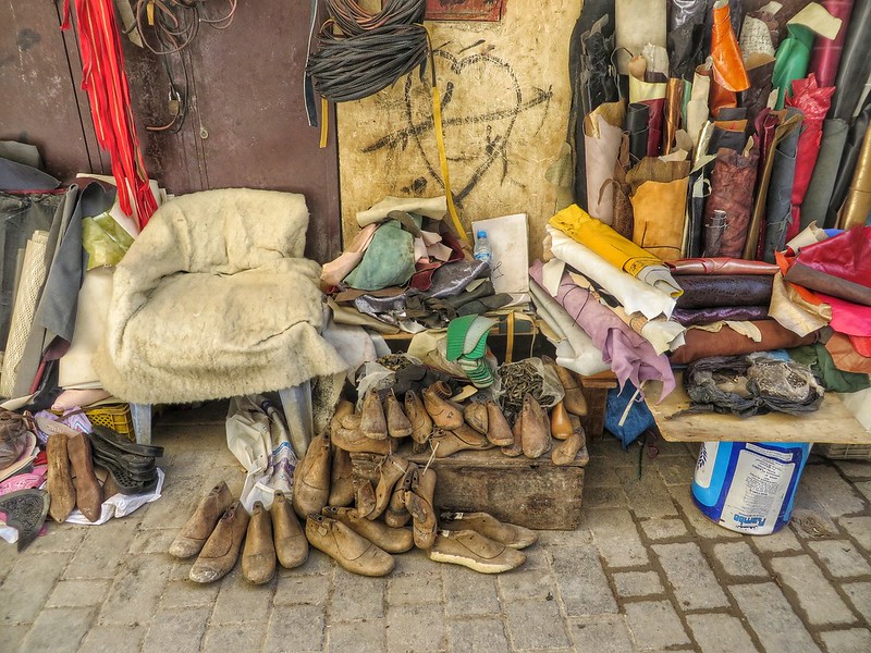 Shoe moulds on the streets of Fez, Morocco