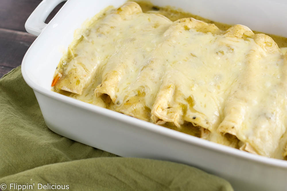 Classic Green Chile Enchiladas, made gluten-free with a quick and easy homemade gluten-free green chile enchilada sauce. 