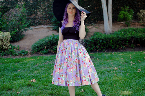 Jenny skirt in Mary Blair Lavender Lips and Roses