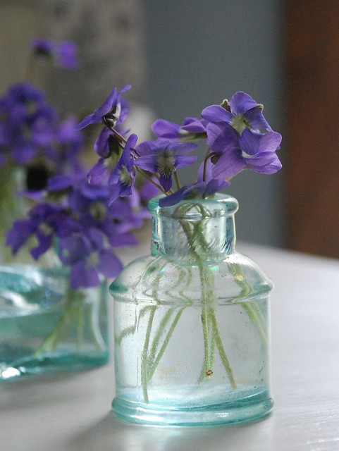 Violets in Vintage Inkwell